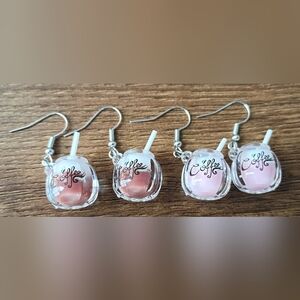 Novelty Resin Iced Coffee Frappe Drop Earrings Cute barista gift kawaii